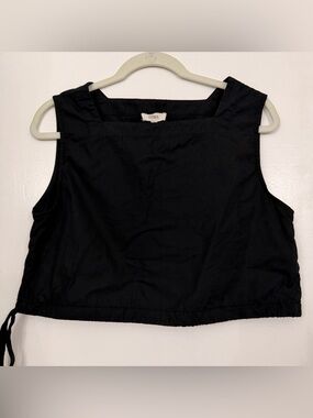 OZMA Sleeveless Square-Neck Crop Top Side Tie Black Size Medium